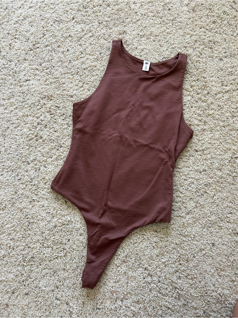 BP Brown Ribbed Bodysuit